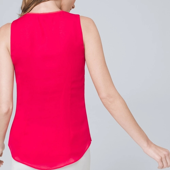 NWT White House Black Market Red sleeveless blouse - Picture 3 of 8